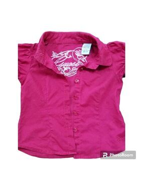 Guess Girls Red Button Down Shirt 2T Short Sleeve